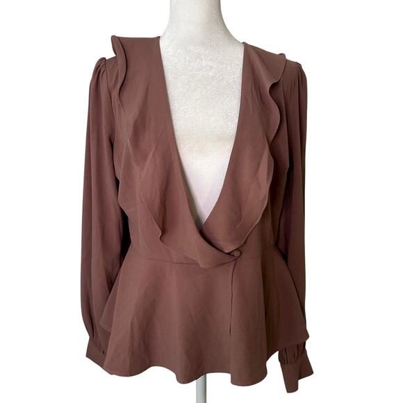 Lulus mauve long-sleeve v-neck wrap front top size S NWT - Picture 1 of 14